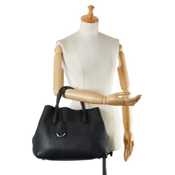 Dior Charm Open Bar Handbag Tote Bag Black Leather - Picture 10 of 10